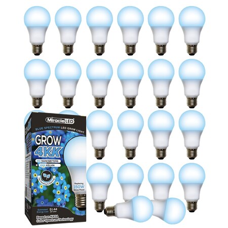 Miracle Led 4KK Pro-Pack Indoor Grow Light Bulb, 4000K Blue Spec. Replace 150W Grow Bulbs, 24PK 801862
